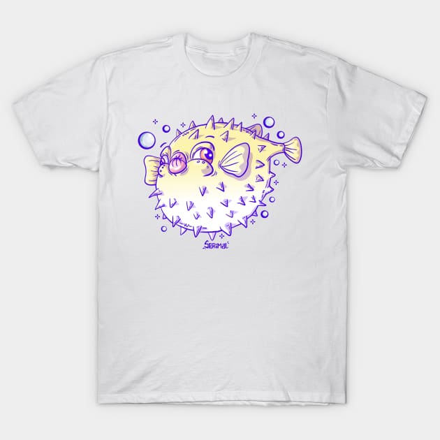 Yellow Pufferfish Puffed T-Shirt by SPIRIMAL